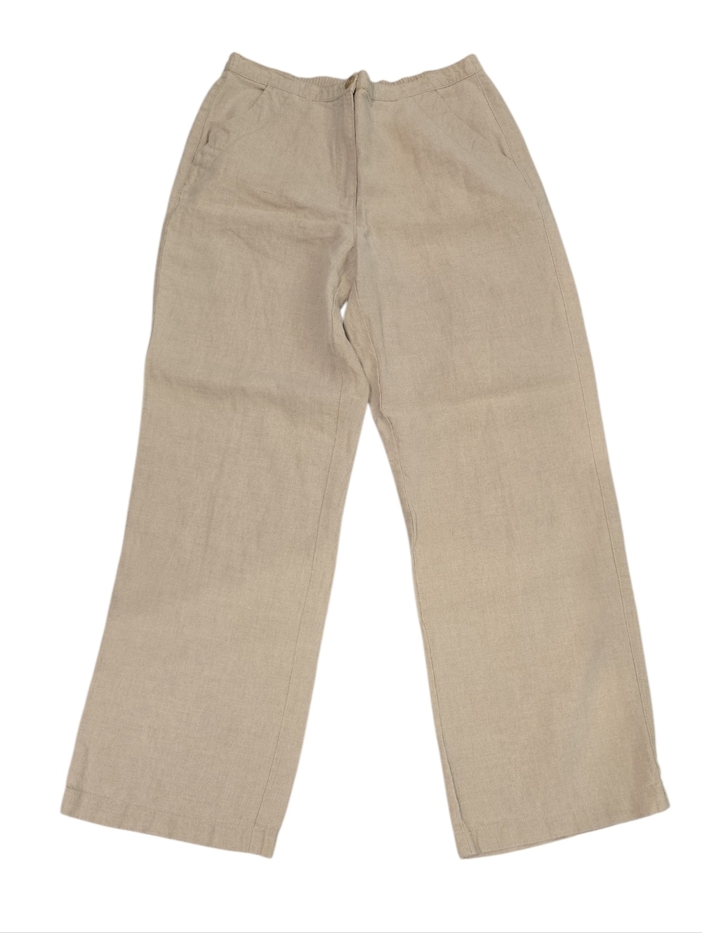 L. L. BEAN 100% LINEN STRAIGHT LEG KHAKI PANTS. SIZE 12- REGULAR
